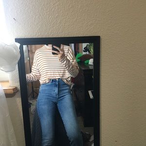Striped turtleneck loose shirt